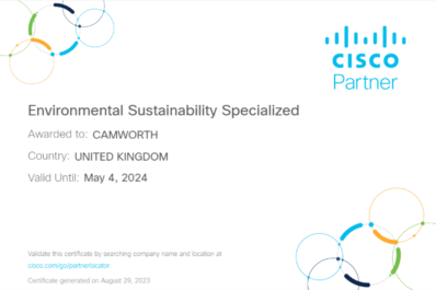 Camworth achieves Cisco’s Environmental Sustainability Specialisation
